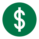 Icon of a dollar rounded with green color background